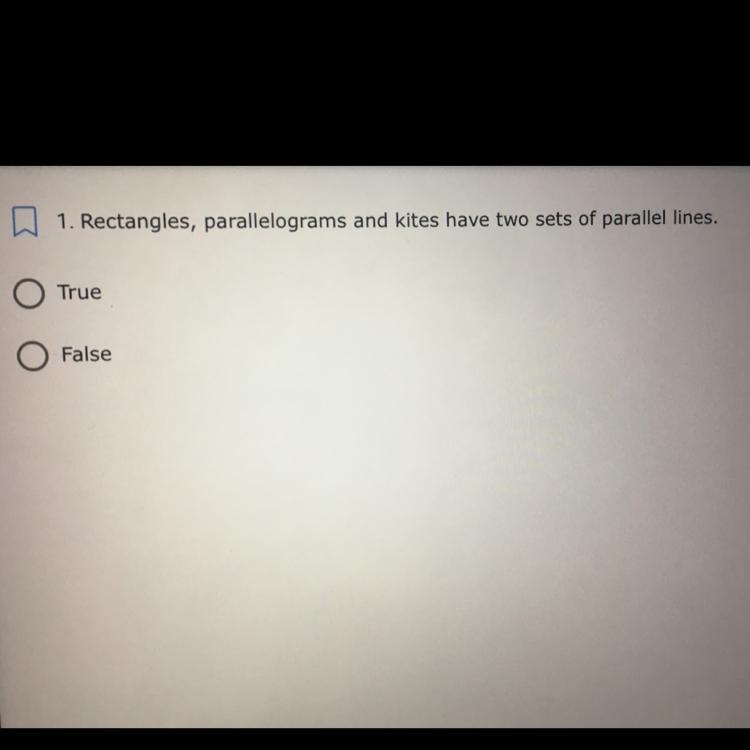 1. Rectangles, parallelograms and kites have two sets of parallel lines.-example-1