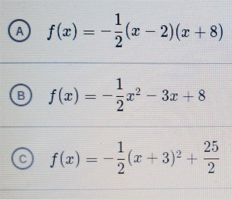 The function f is given in three equivalent forms. Which form most quickly reveals-example-1