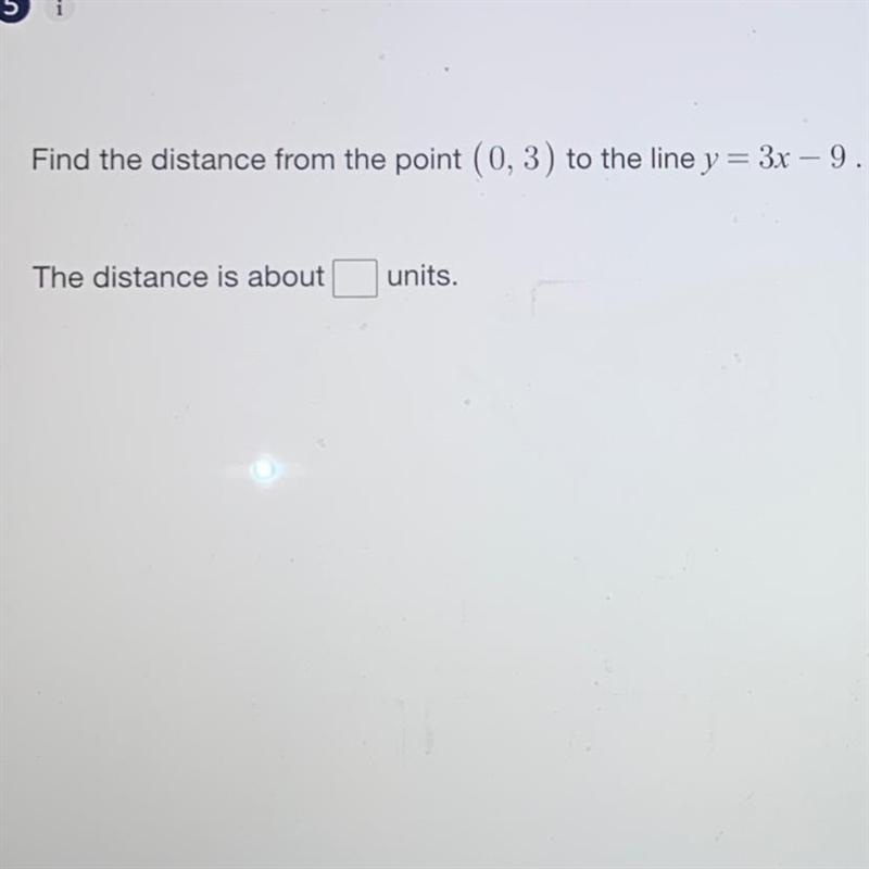 Find the distance from point (0,3) to the line y=3x-9-example-1