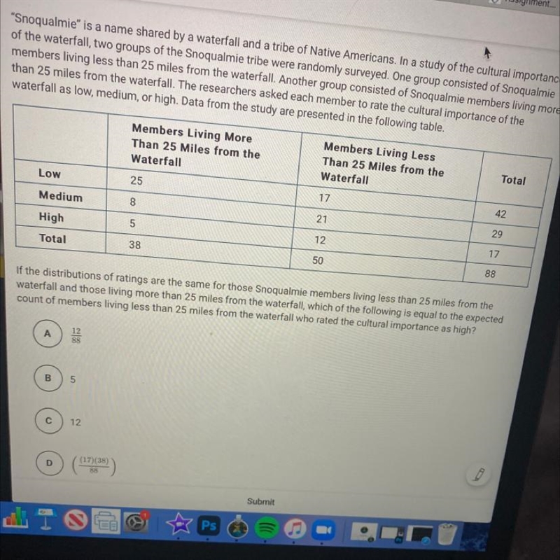 If the distributions of ratings are the same for those Snoqualmie members living less-example-1