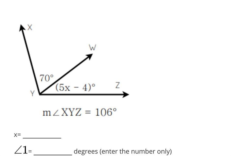 Use the diagram below to find x and the missing angle.-example-1