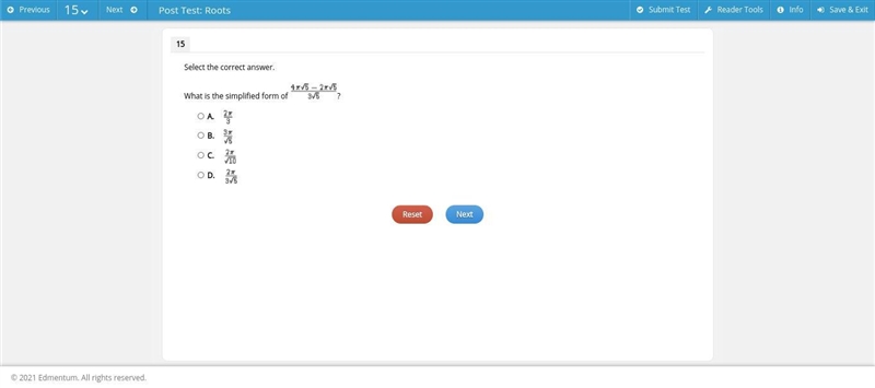 100 POINTS! URGENT PLZ HELP Select the correct answer. What is the simplified form-example-1