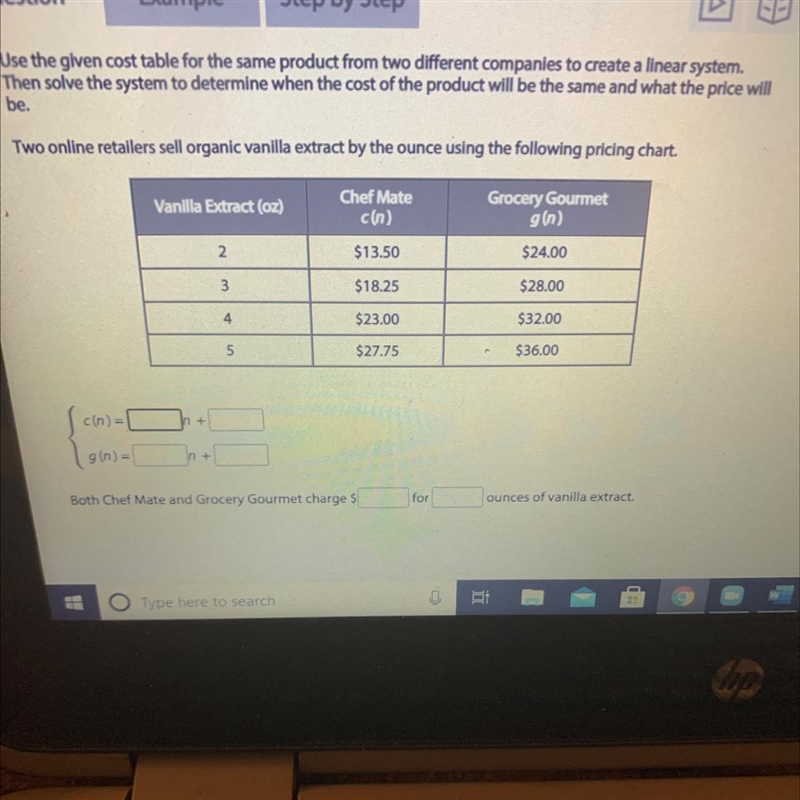 Use the given cost table for the same product from two different companies to create-example-1