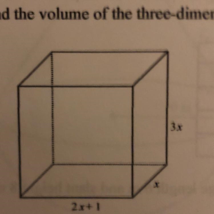 Find the volume of the three dimensional figure in terms of x-example-1