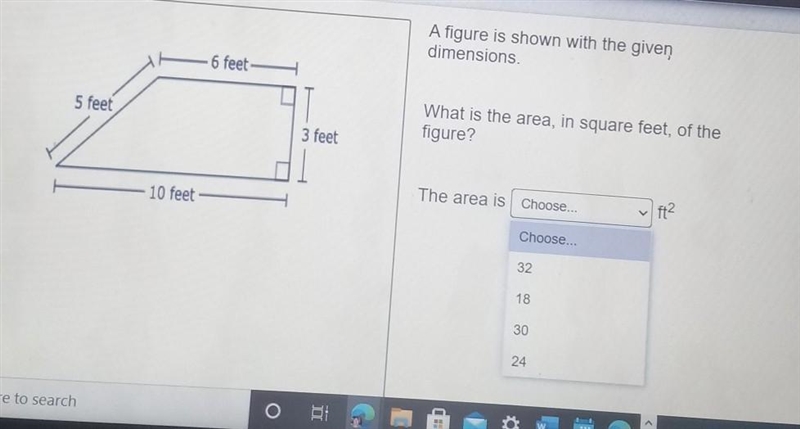 What is the area, in square feet, of the figure ? ​-example-1