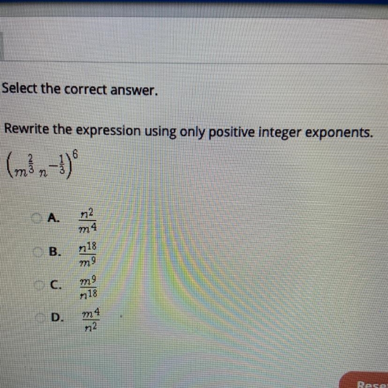 Rewrite the expression using only positive integer exponents.-example-1