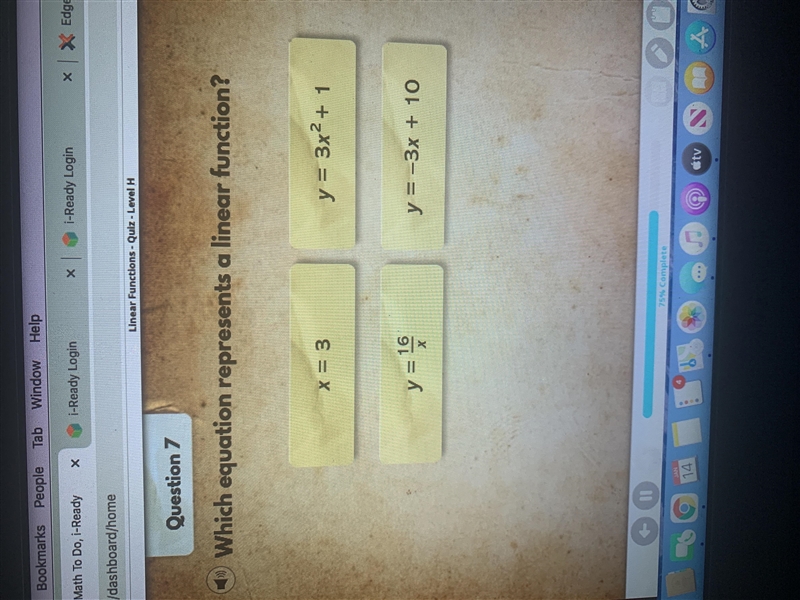 Witch equation represents a linear function-example-1