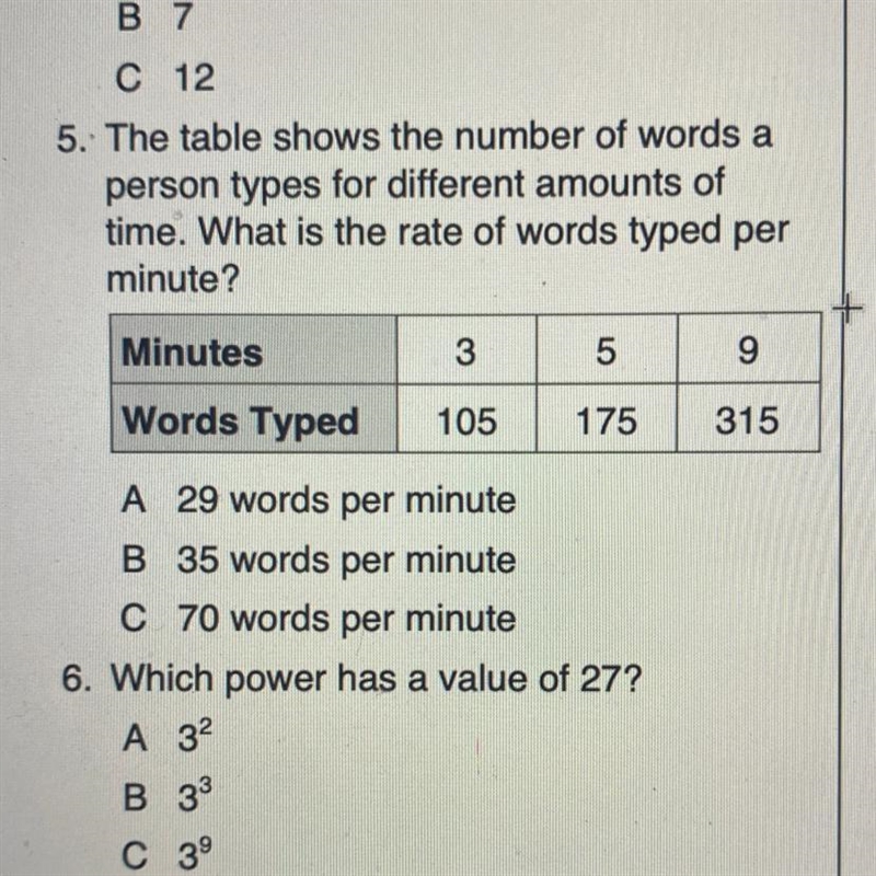 The table shows the number of words a person types for different amounts of time. What-example-1