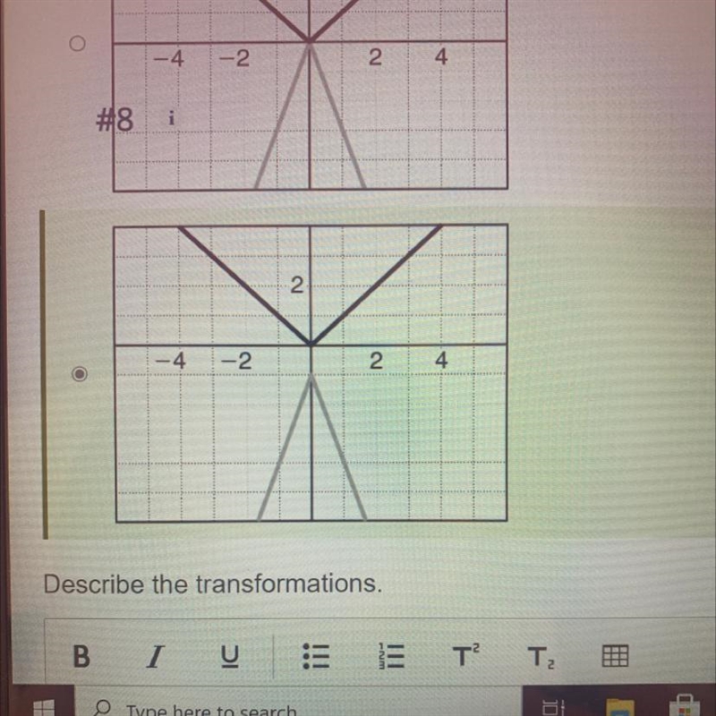 HELP PLZ Describe the transformations H(x)=-3|x|-1 and it’s parent functions-example-1