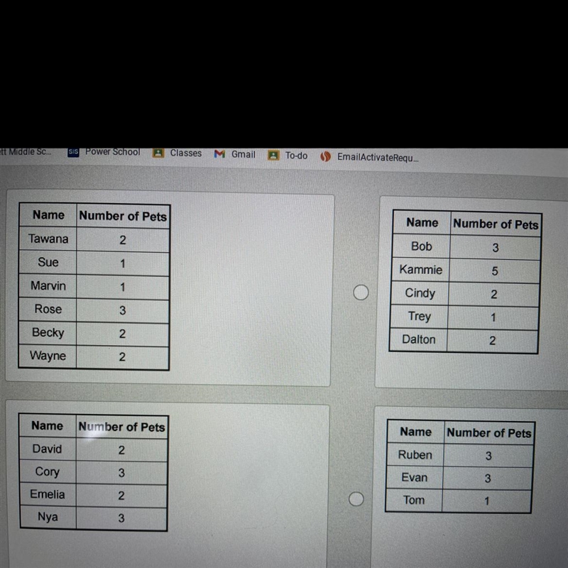 A class is collecting data on the number of pets each student has. The class is divided-example-1