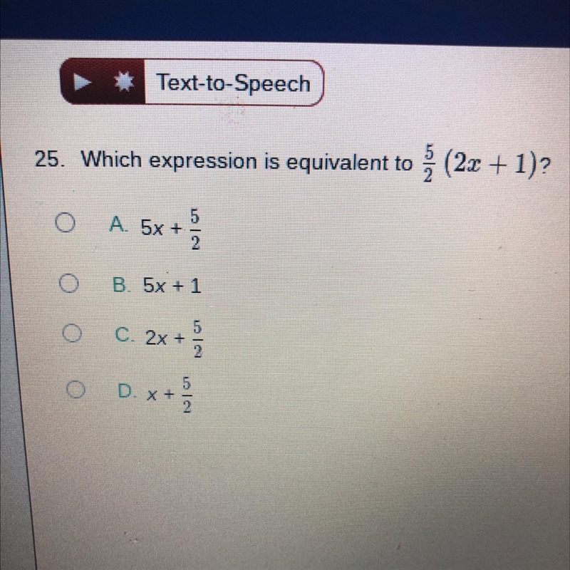 Which expression is equivalent to (2x + 1)?-example-1