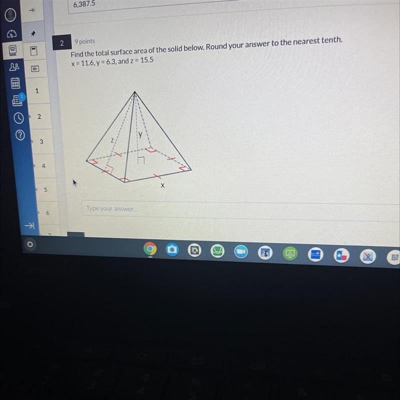 Find the total surface area of the solid below. Round your answer to the nearest tenth-example-1