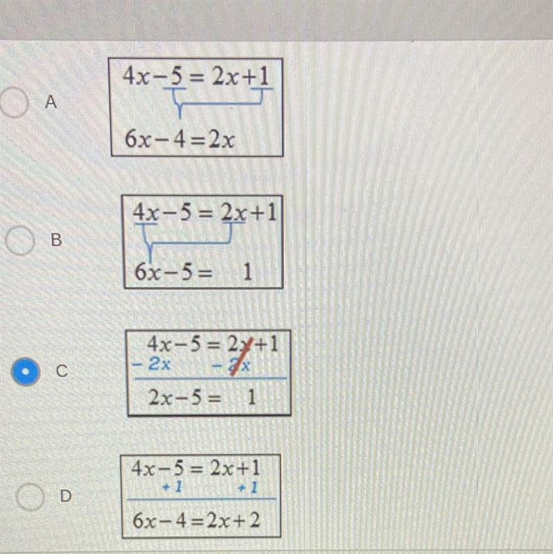 HELP PLEASE LOOK AT PICTURE!!! Which would be the BEST next Step in solving the following-example-1