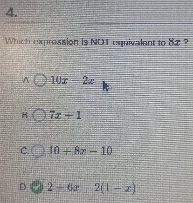 Which expression is NOT equivalent to 8x ?​-example-1