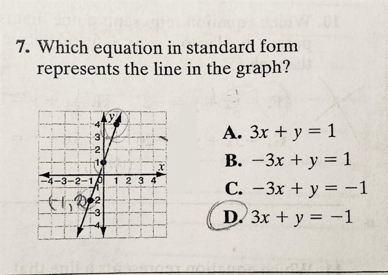 I JUST NEED AN ANSWER AND EXPLANATION PLEASE Which equation in standard form represents-example-1