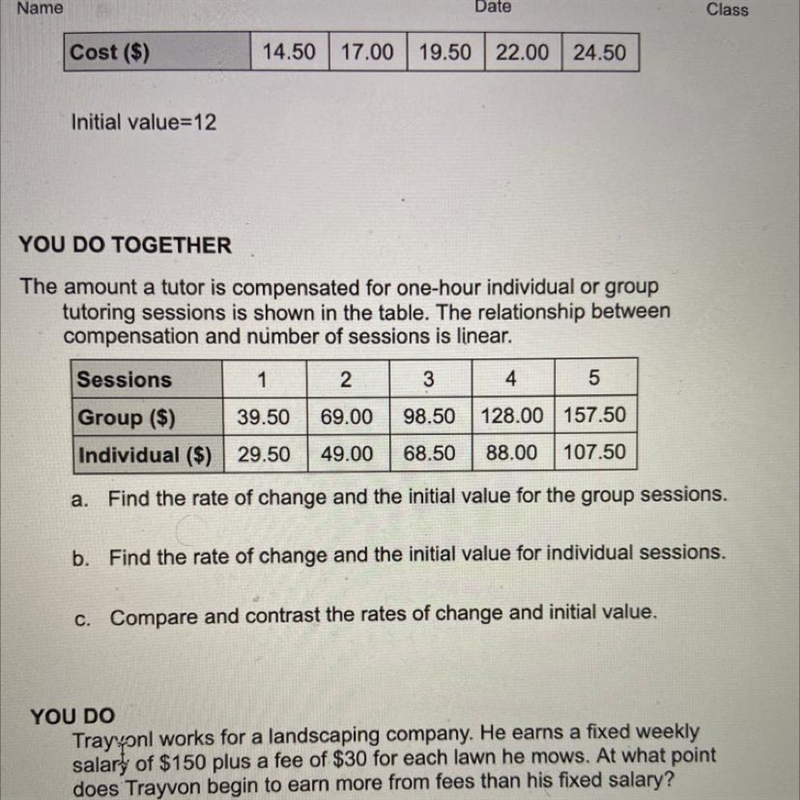 The amount a tutor is compensated for one-hour individual or group tutoring sessions-example-1