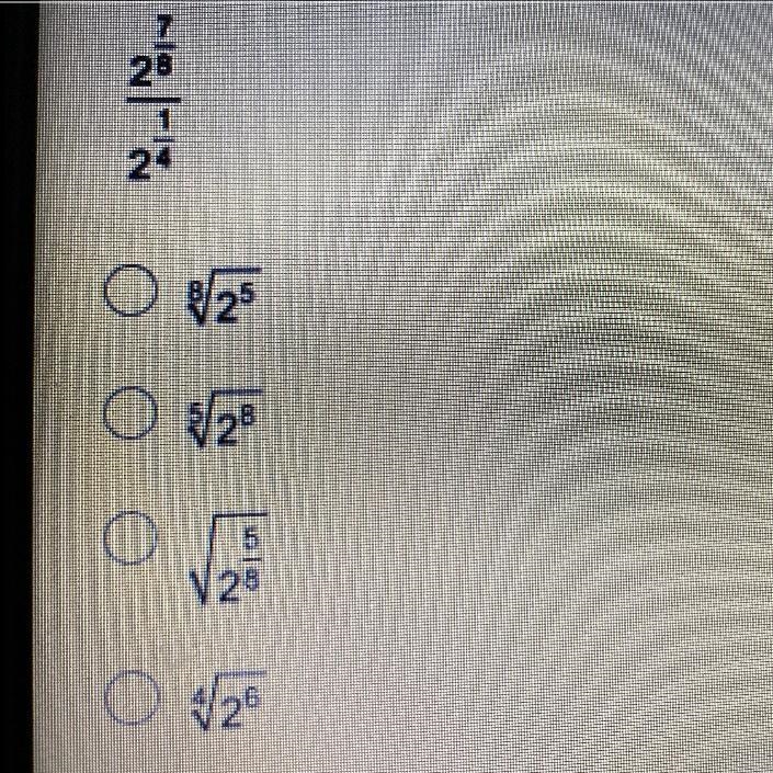 1. (MC) Rewrite the rational exponent as a radical extending the properties of integer-example-1