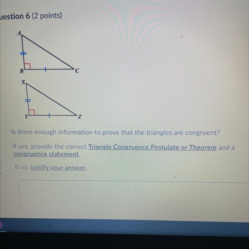 Is there enough information to prove that the triangles are congruent? If yes, provide-example-1