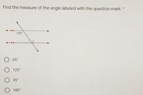 Please help! Find the measure of the angle labeled with the question mark.-example-1