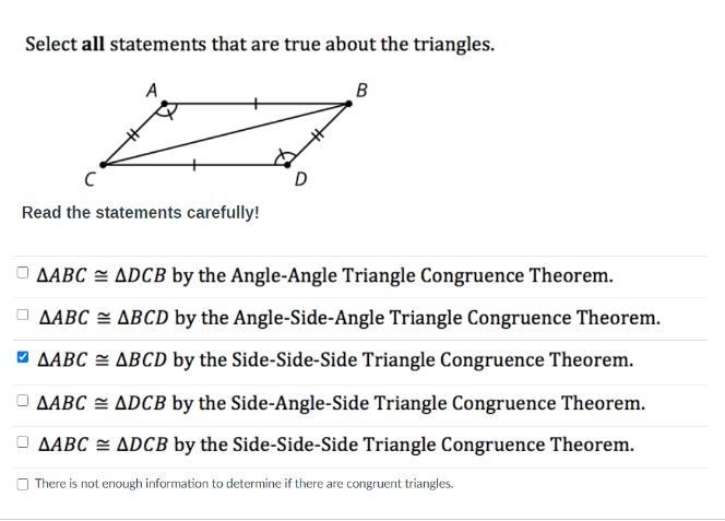 Select all the statements that are true about the triangles-example-1