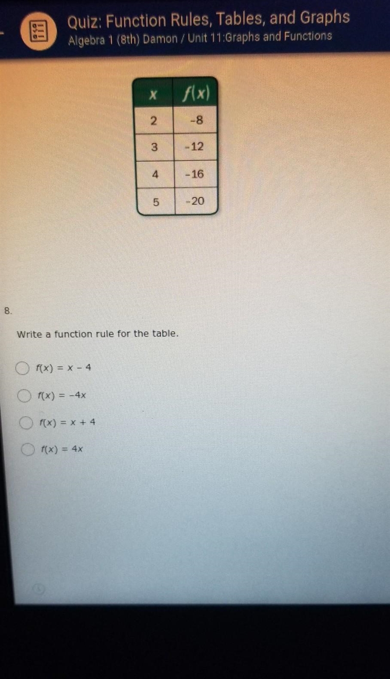 I need to find the function rule of the table​-example-1