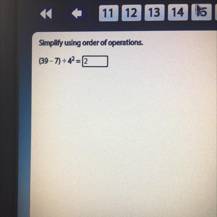 (39-7) divided by 4^2 = ?-example-1