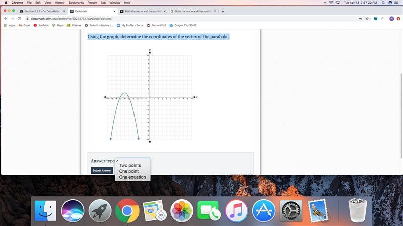 Using the graph, determine the coordinates of the vertex of the parabola.-example-1