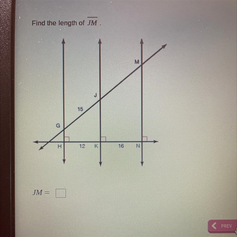 Find the length of JM Please I need the answers fast!-example-1