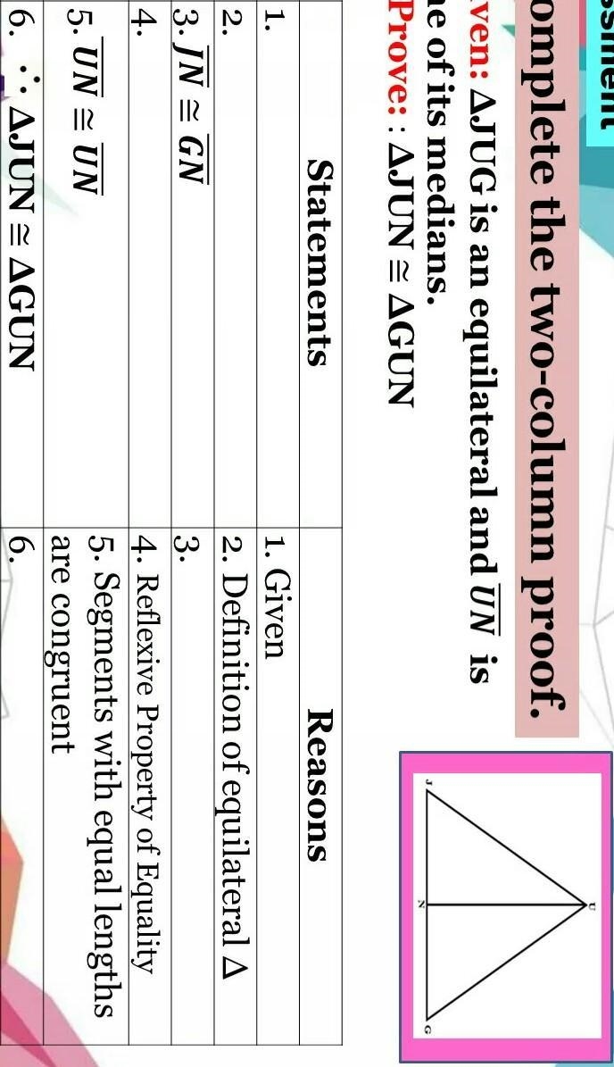 Compete the two column proof​-example-1