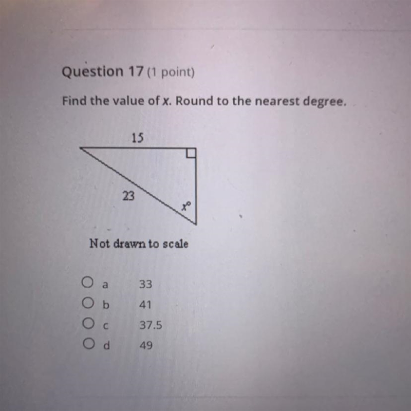 Find the value of x, Round to the nearest degree-example-1