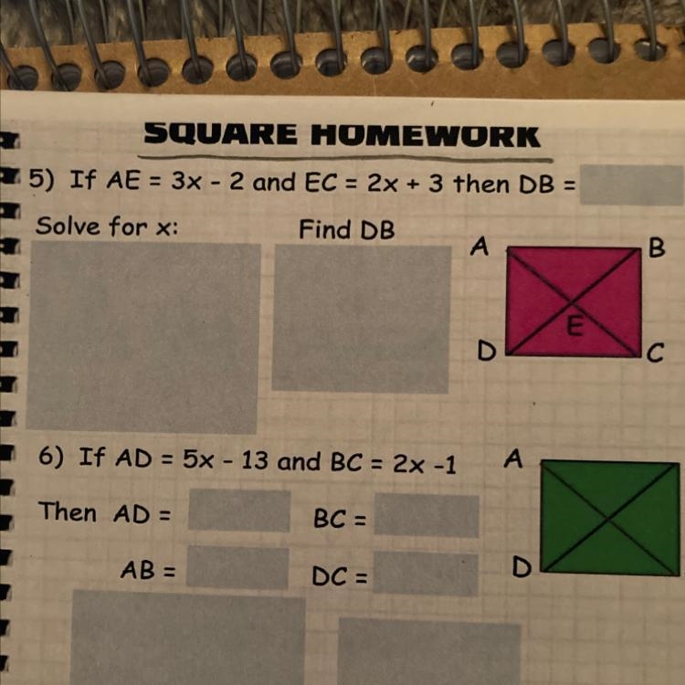 AE = 3x - 2 and EC = 2x + 3 then DB = #5-example-1