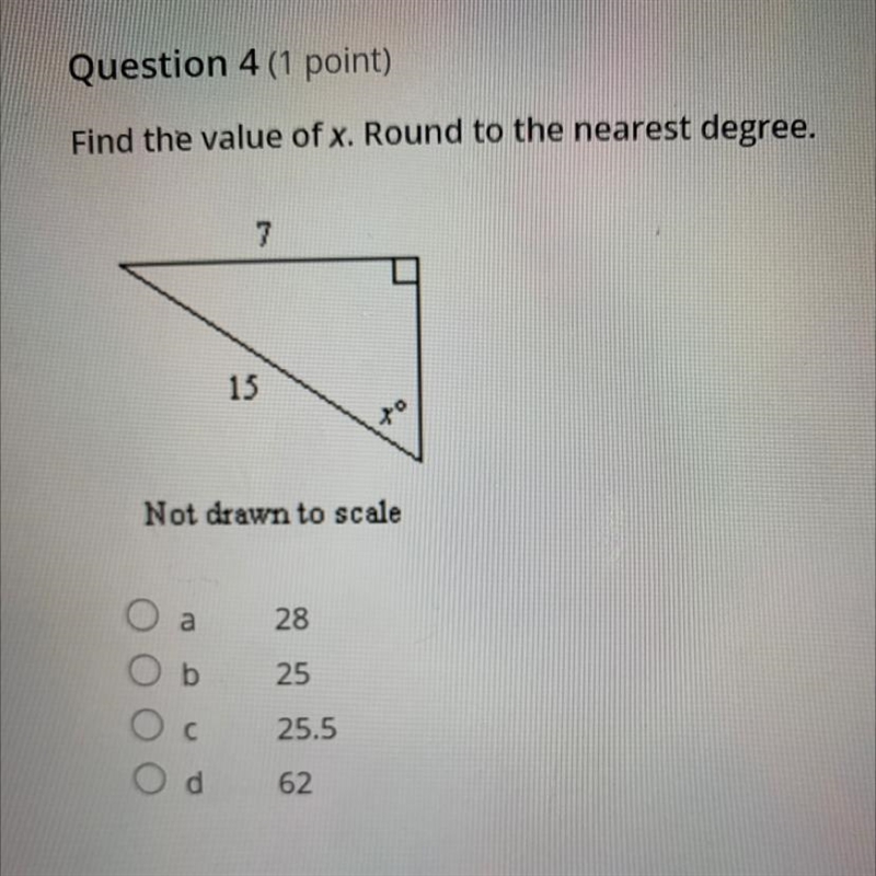 Find the value of x. Round to the nearest degree-example-1