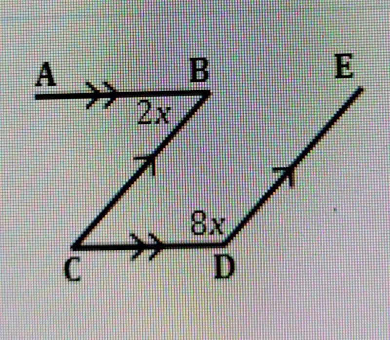 Find the value of x in each case. A B E ​-example-1