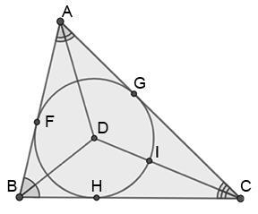 Which point is the incenter of the triangle? Question 9 options: A) I B) G C) D D-example-1