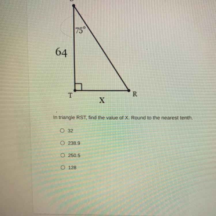 In triangle RST, find the value of X. Round to the nearest tenth.-example-1