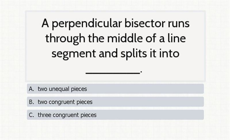 A perpendicular bisector runs through the middle of a line segment and splits into-example-1