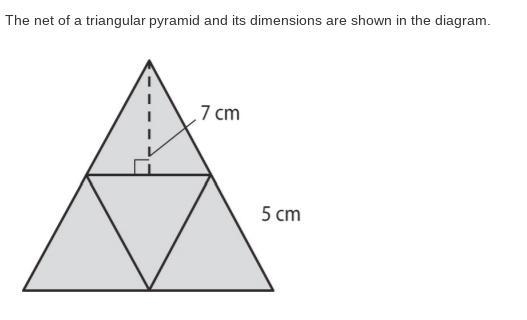 What is the total surface of the pyramid in square centimeters? A: 17.5 B:70 C:140 D-example-1