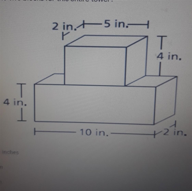 Sade used the two blocks pictured to build a tower. What is the TOTAL VOLUME of the-example-1