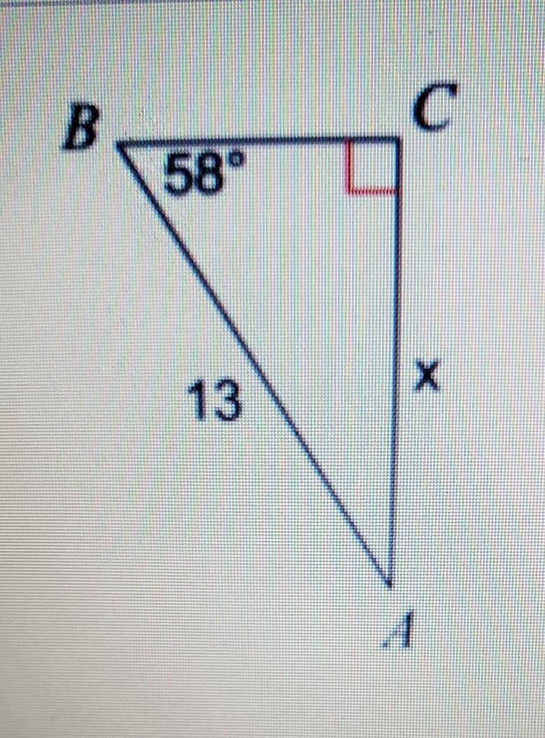 Use the correct trig function to find the value of x. SOH, CAH, TOA​-example-1