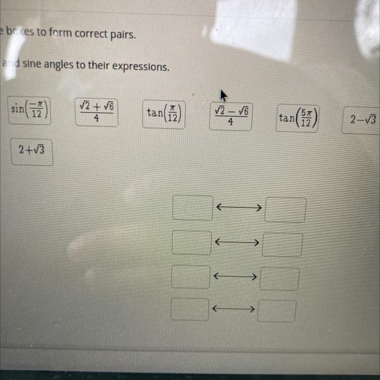 Match the tangent and sine angles to their expressions.-example-1