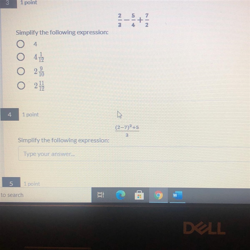 3 1 point ] - + Simplify the following expression: 4 11 27 3 4 4 1 point (2-72-5 5 Simplify-example-1