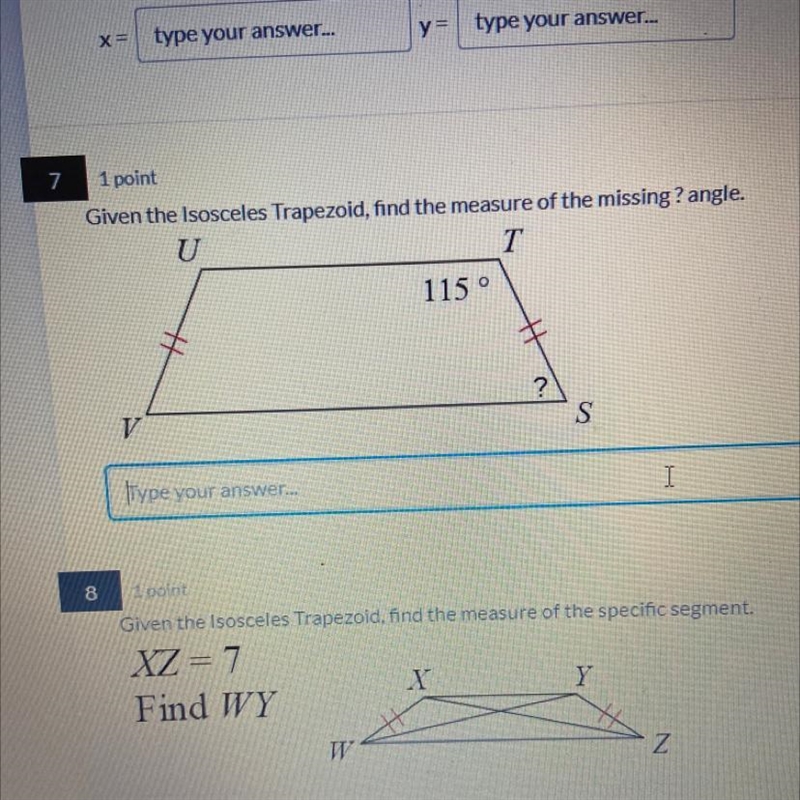 Given the Isosceles Trapezoid, find the measure of the missing? angle.-example-1