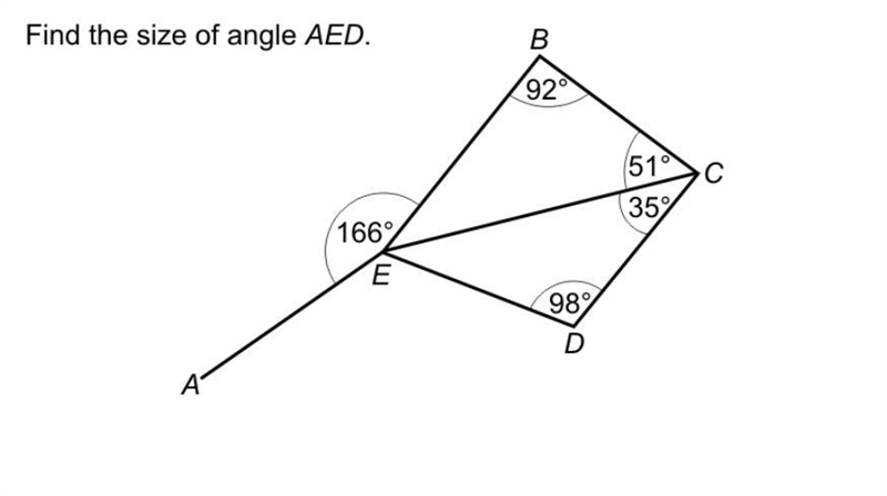 Find The Size Of Angle AED (Explain How)-example-1