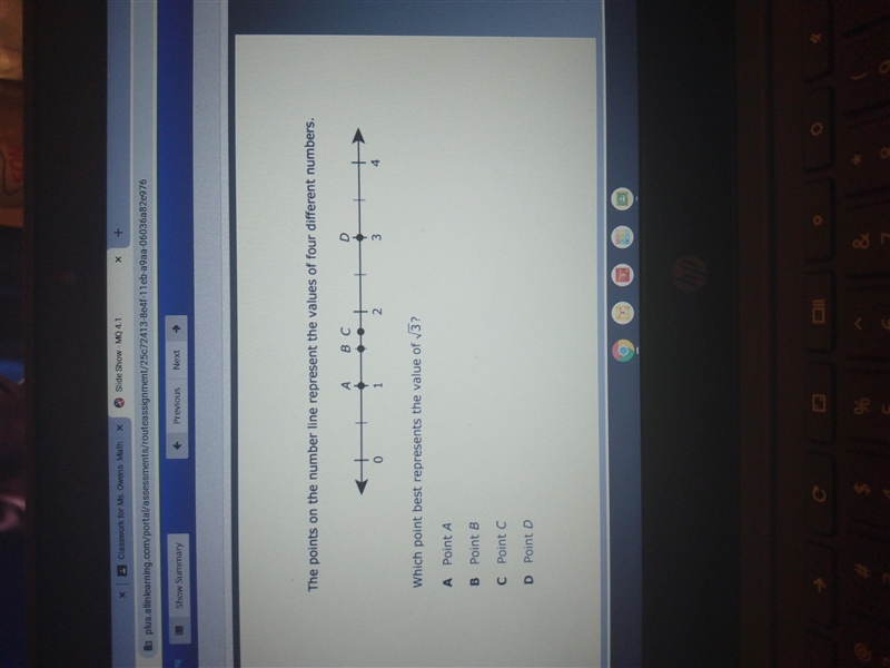 the points on the number line represent the values of four different numbers which-example-1