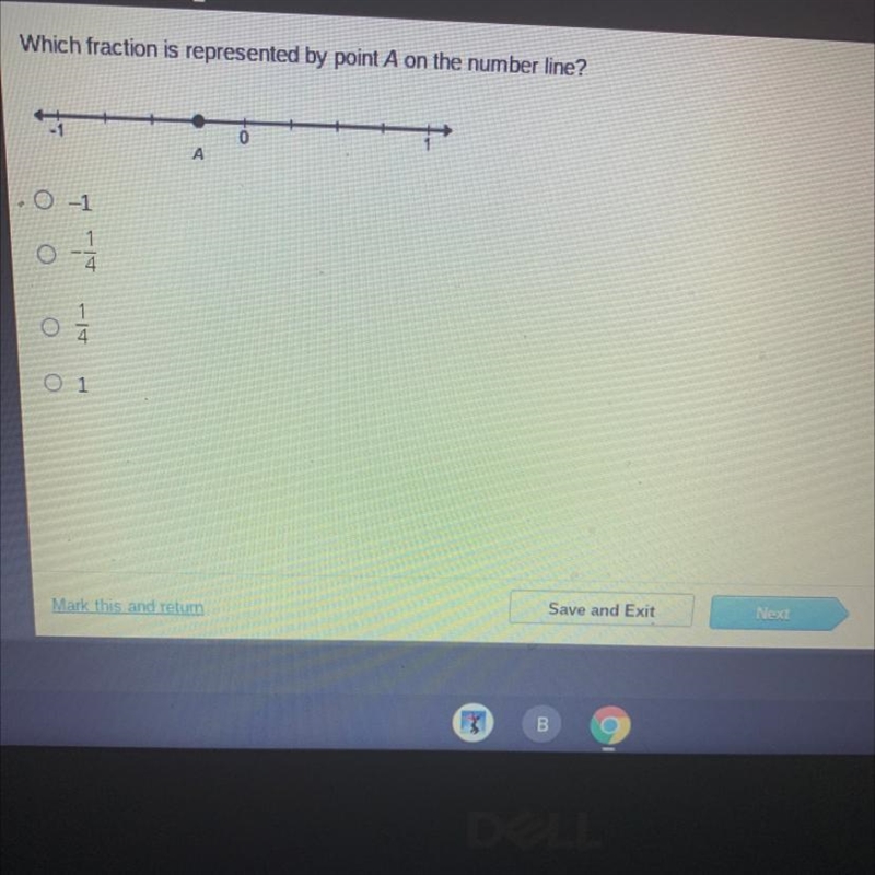 Which fraction is represented by point A on the number line? 0 А -0 -1 о IT os O 1-example-1