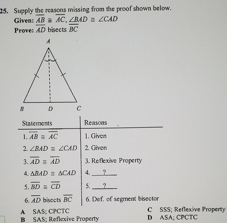 Supply the missing reasons for the proof below ​-example-1