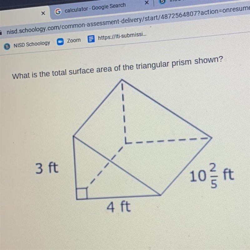 What is the total surface area of the triangular prism shown?-example-1