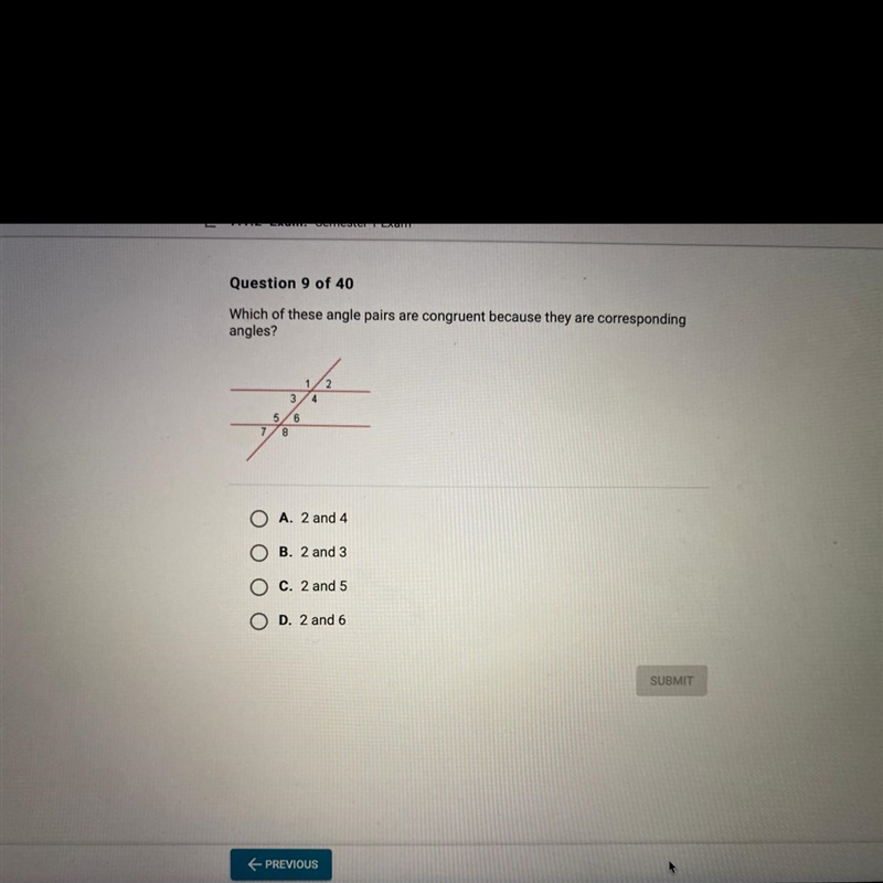 Which of these angle pairs are congruent because they are corresponding angles? A-example-1