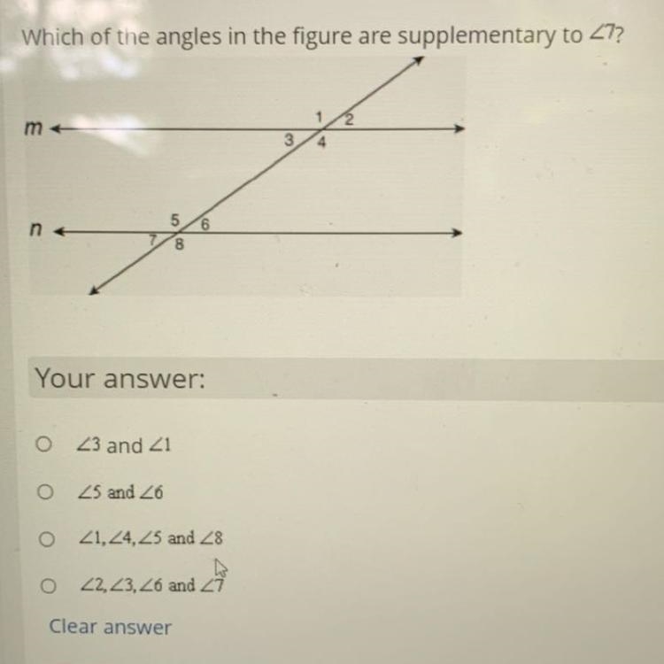 Which of the angles in the figure are supplementary to 7?-example-1