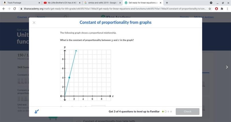 What is the constant of proportionality between y and x in the graph?-example-1